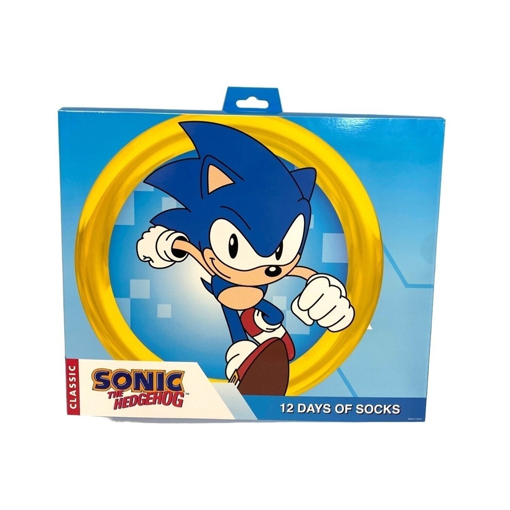 New Sonic the Hedgehog 12 Days‎ of Socks Men's Shoe Size 10 - 13 Gift Box